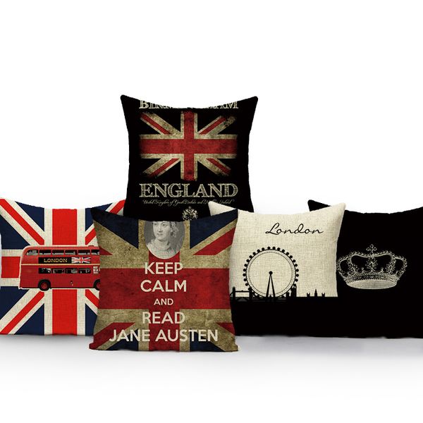 Pillow Case London Style Pillow Cover British Flag Soldiers Case Office Home Decols Kissen Cover für Sofa Stuhlauto 220714