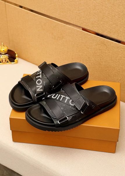 

brand designer summer new men's sandals slipper outer comfortable and breathable wear slippers outdoor sandals trendy casual shoes size, Black