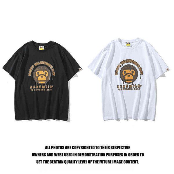 

cartoon summer animation printing valentine's day exclusive short sleeve t-shirt, White;black