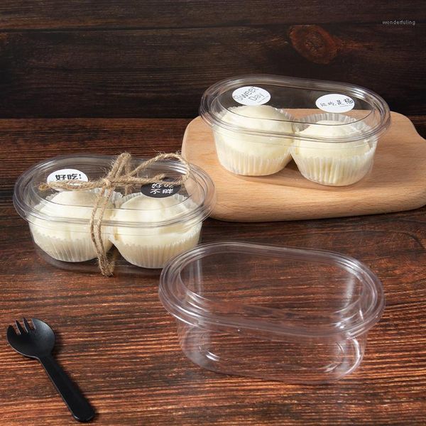 Emballage cadeau 50pcs plastique PET épais de haute qualité emballage transparent tiramisu boîte à gâteau 500ml crème glacée pouding yaourt tasse à dessert avec couvercle