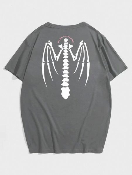 

romwe guys skeleton & letter graphic tee w7g4#, White;black