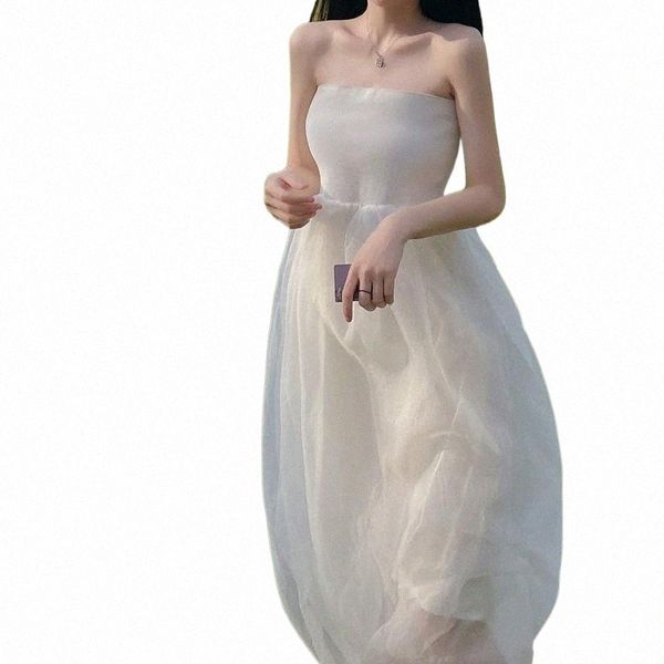 

casual dresses net yarn super fairy fried street design sense one-shoulder tube dress high waist slimming tutu dresst holiday p5uj#, Black;gray