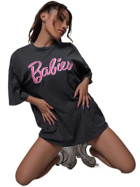 

drop shoulder letter graphic oversize tee 607o#, White