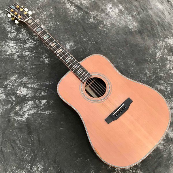 

custom solid cedar dreadnought 41 inch acoustic guitar sandlewood back side