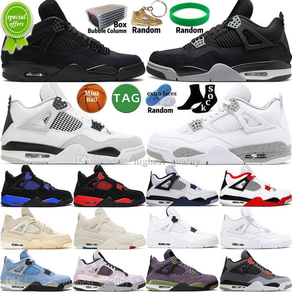 

2023 sail military black cat oreo 4 4s mens basketball shoes university blue thunder fire red blank canvas bred canyon purple metallic men s