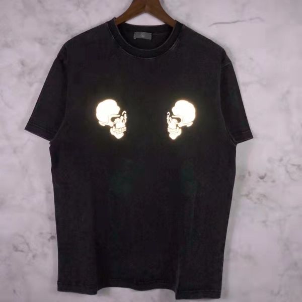 

sleeve reflective short t shirts mens o neck cotton tees summer loose casual couple t-shirts, White;black