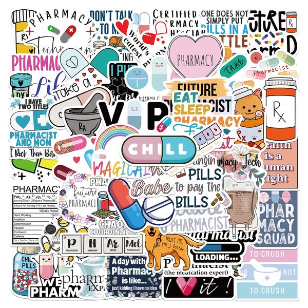 

50pcs cartoon pharmacist stickers potion pharmacy decal for refrigerator car helmet diy gift box bicycle notebook skate trunk