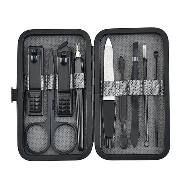 9pcsset Clippers Manicure Pedicure Set Portable Travel Train Travel Naving Steal Cutter Tool Комплект для ногтей 220630