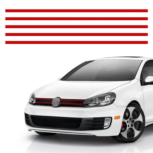 

5pcs red car stickers reflective strips front hood grille mouldings auto accessories decoration for vw golf 6 7 tiguan polo gti