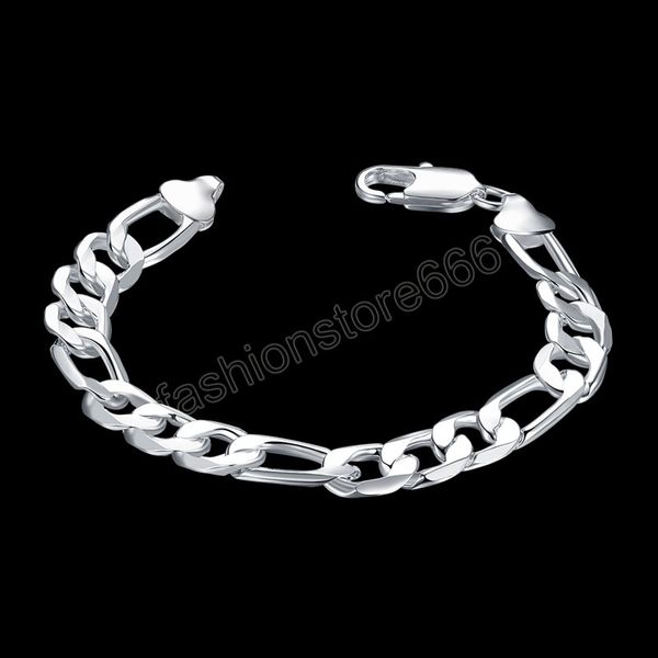 

20cm 925 silver classic 10mm geometry chain bracelets for women fashion party wedding engagement jewelry christmas gifts, Black