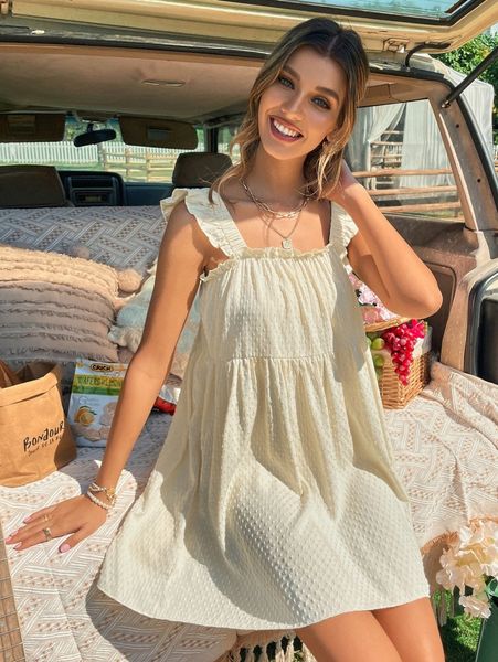 

ruffle strap swiss dot dress d1gx#, Black;gray