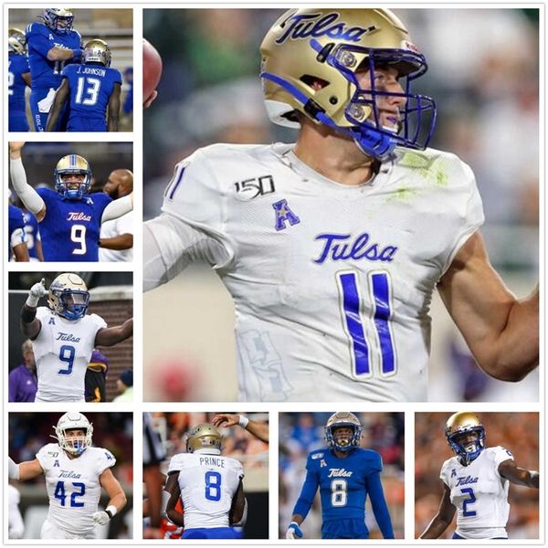 Xflsp Custom Tulsa Golden Hurricane Football Jersey NCAA College Jerry Ostroski Keenen Johnson Santana Deneric Prince T.K. Wilkerson Collins