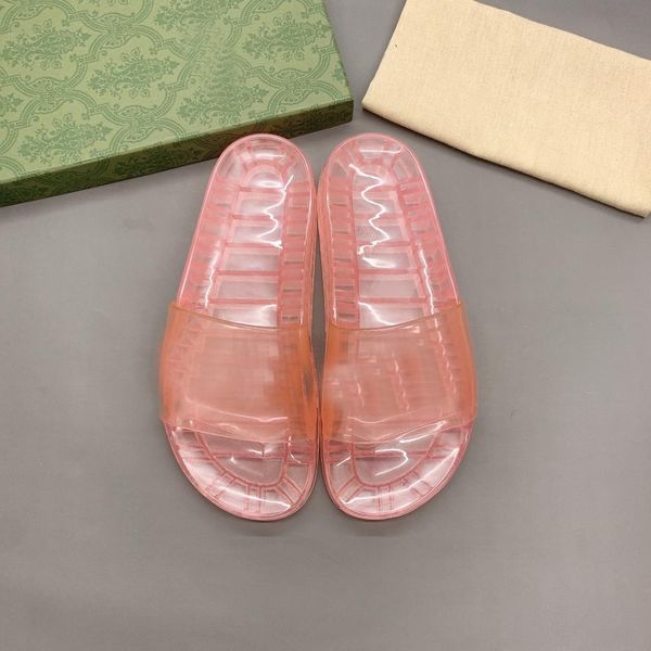

designer luxury women men slippers op24 transparent jelly couple slipper summer sandals fashion comfortable shoes with box size 35-46, Black