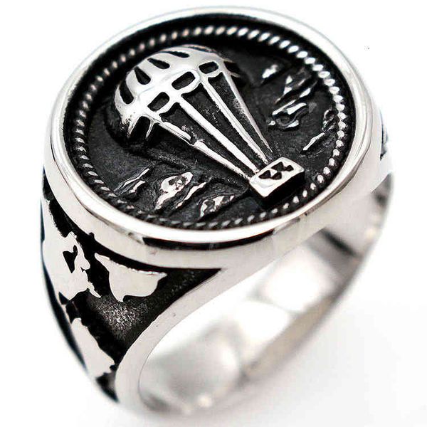 

band rings finger rr55 men's ti steel map air balloon stainless, Silver