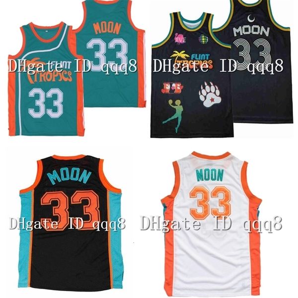 NC01 Top Qualität 1 33 Jackie Moon Flint Tropics Trikot Grün Weiß Schwarz College Basketball 100 % genäht Größe S-XXXL