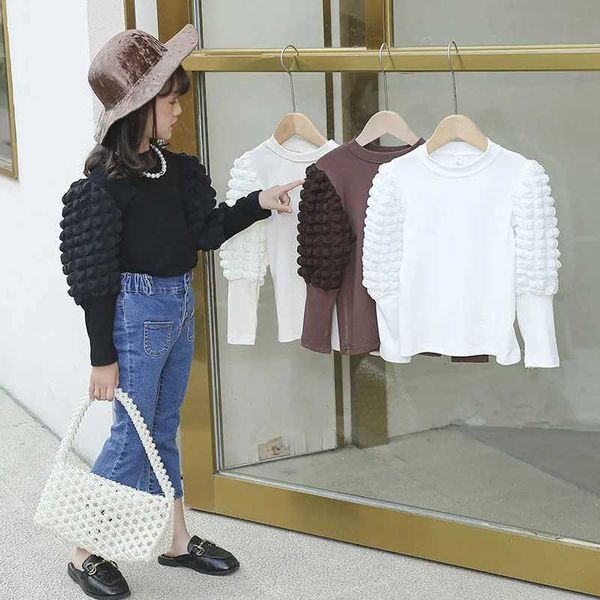 

girls bottoming shirt t-shirts style little girl outer wear fashion t-shirt baby long-sleeved tees autumn kids clothes, Blue