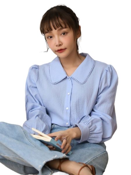 

dazy puff sleeve button up blouse k0y9#, White
