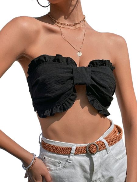 

ruffle trim tie back tube q4w1#, White