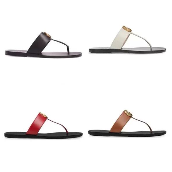 

2021 summer luxury g sandals designer women flip flops slipper fashion genuine leather slides metal chain ladies casual shoes, Black
