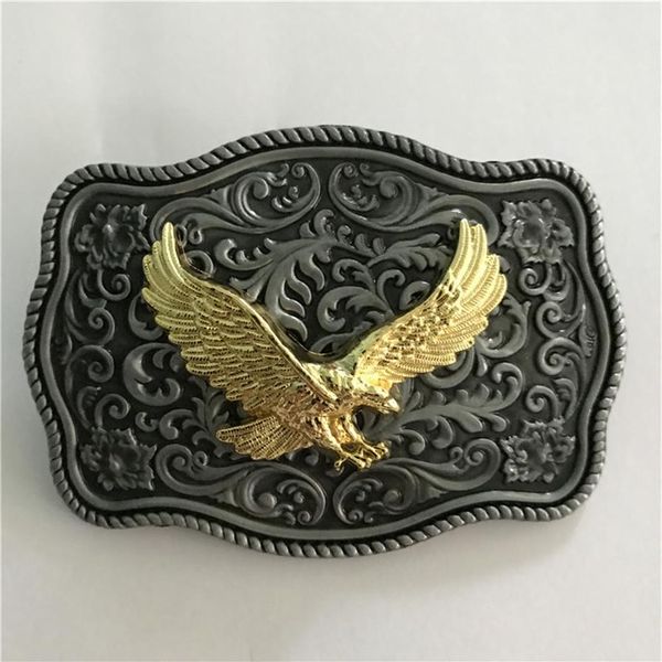 

1 pcs flower pattern golden eagle western belt buckle for man hebillas cinturon belt cowboy buckles fit 4cm wide belts323j, Slivery;black