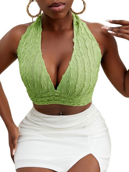 

sxy backless solid halter j5ij#, White