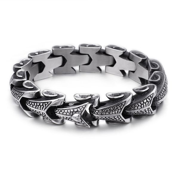 Punk vintage titanium aço quilha bracelete hiphop homens mulheres motociclista biker cobra braceletes de aço inoxidável bicicleta dragão jóias jóias