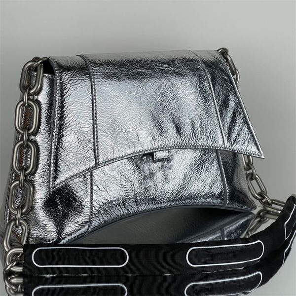 

balenciiaga downtown small shoulder bag with chain in paper leather crocodile embossed designers women tote curvilinear base crossbody magne
