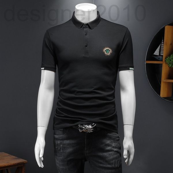 

men's polos designer 2022 summer new korean men's fashion casual mercerized cotton polo shirt short sleeved t-shirt, White;black