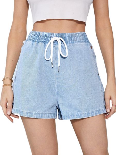 

d.rawstring w.aist b.utton side d.enim shorts r4vj#, White;black