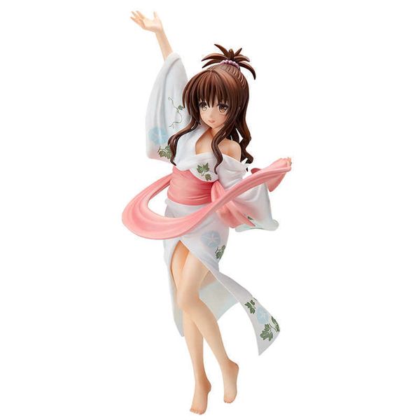 

huiya01 to love ru darkness japan anime figures yuuki mikan yukata 22cm girl figure pvc action figure collection model doll gifts q0722