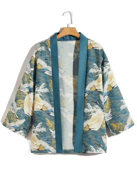 

men allover crane print shirt q5os#, White;black