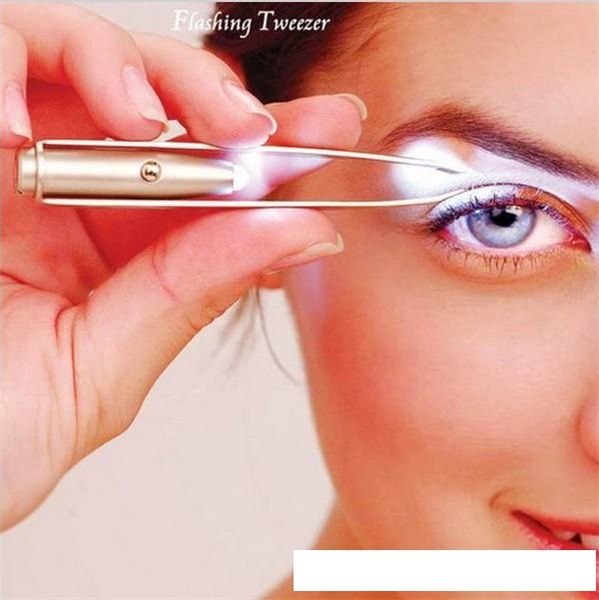 

make up led light eyelash eyebrow hair removal tweezer face hair remover stainless steel eyebrow