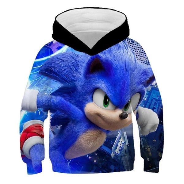 

super sonic 3d hoodies children sweatshirt coat long sleeve pullover cartoon sweatshirt tracksuit hooded pants family clothing y203108, Blue