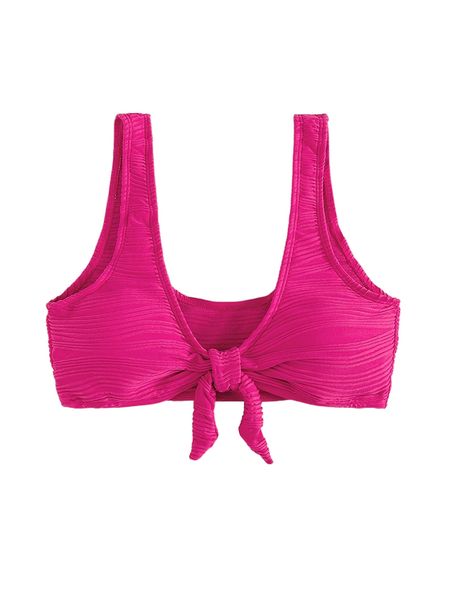 

textured knot front bikini k42a#, White;black