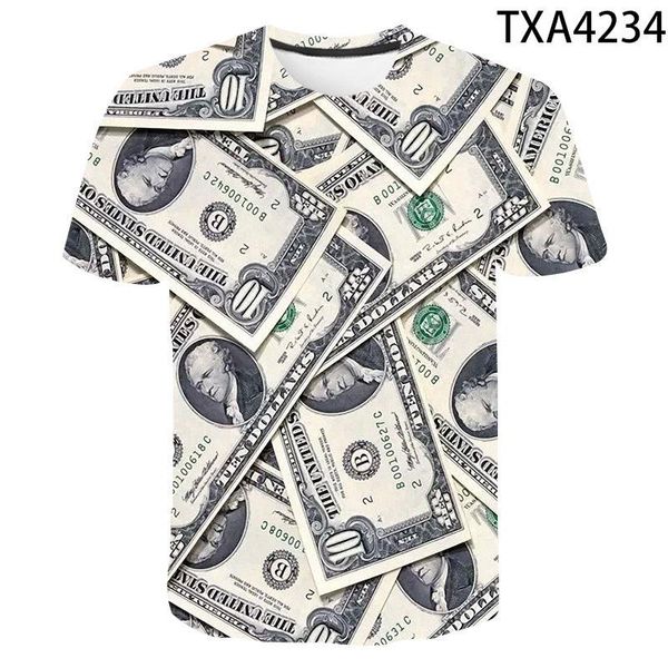 T-shirt da uomo Dollar Money Summer Top Gothic 3d Stampato Casual Manica corta Abbigliamento uomo T Shirt Moda Donna Bambini T-shirt Uomo