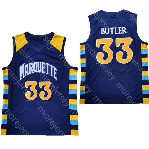 

marquette new ncaa golden eagles basketball college jersey butler size s-3xl yellow navy embroidery, Black