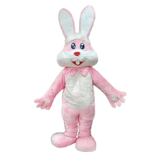 Costume da mascotte di coniglio rosa di Halloween, oggetti di scena pubblicitari, abiti da personaggio dei cartoni animati, abito unisex per adulti, vestito operato da carnevale di Natale