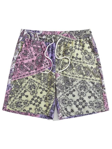

men paisley print drawstring waist shorts o9nu#, White;black