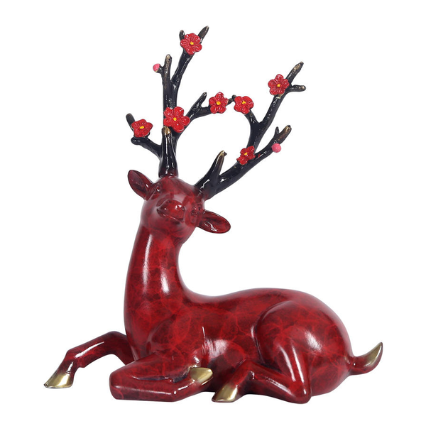 

multicolor brass little deer statue figurine red/blue lucky animal sculpture art small home office tabledecor gift, Silver