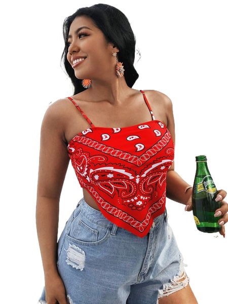 

plus paisley print hanky hem bikini a9cv#, Black