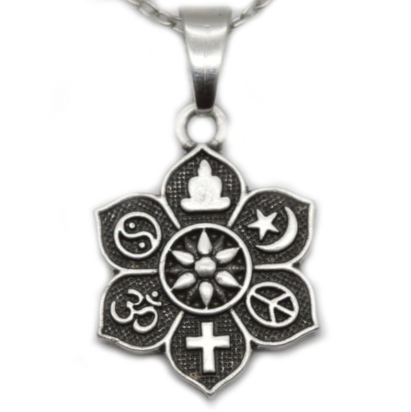 Подвесные ожерелья 1pc сосуществуют тибетские серебряные лотосные його религиозные вера Ожерелье для женщин мужские ювелирные украшения SGL221-1Pendende