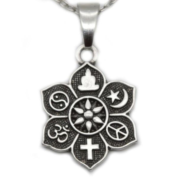 Collane con ciondolo 1pc COESISTENTE Argento tibetano Lotus Yogo OM Collana di credenze religiose per donna Uomo Gioielli di moda SGL221-1Pendant