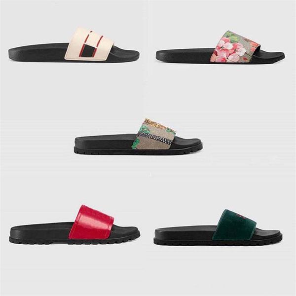 

classic sell well rubber sandals new floral brocade men women fashion slippers red white gear bottoms slides casual slipper by sho265r, Black