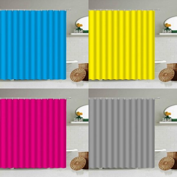 Cortinas de chuveiro Modern Pure Color D'água Cortina à prova d'água azul rosa amarelo cinza preto design simples design de banheiro