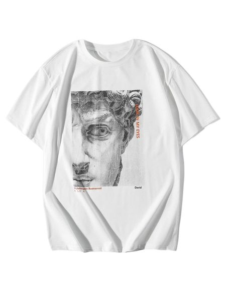 

men figure & letter graphic tee 75py#, White;black