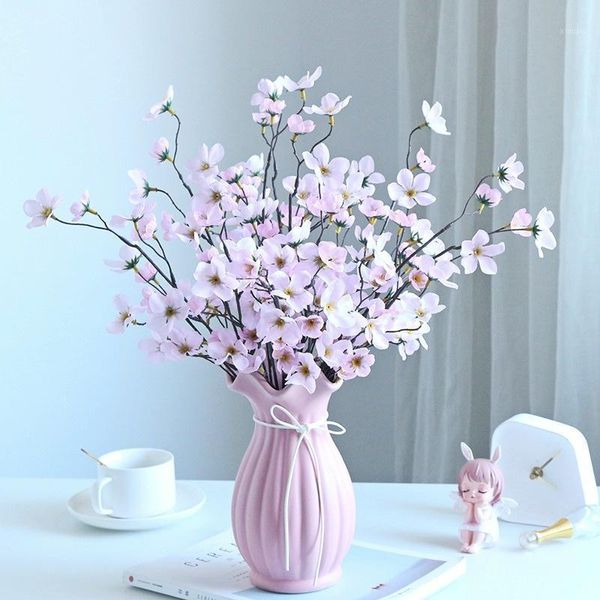 Dekoratif Çiçekler Çelenk Yapay Çiçek, 50 cm Uzunluk, Tek Şube, Pembe Şeftali Çiçeği, Ev Dekorasyon Düğün Sahnesi Vazo Plastik F
