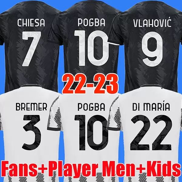 

pogba chiesa vlahovic 2022 2023 soccer jerseys di maria locatelli morata football shirt bremer kean camiseta futbol 22 23 maillot men kids, Black;yellow