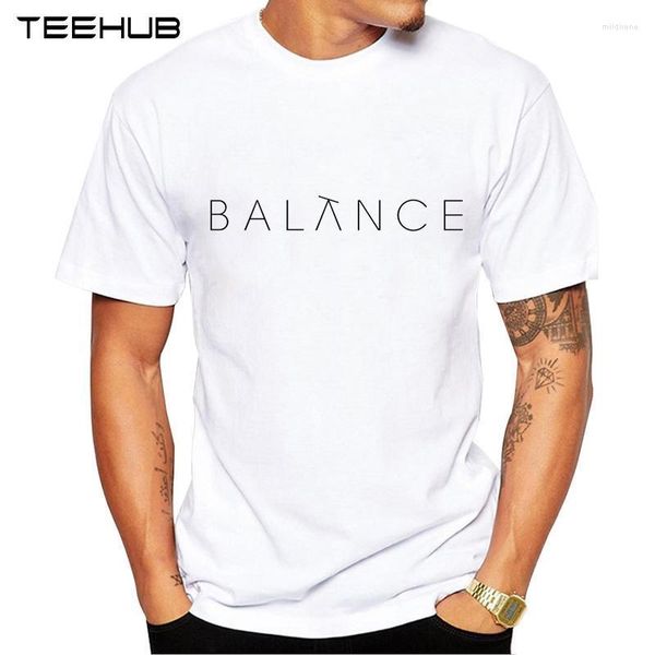 T-shirt da uomo T-shirt a maniche corte da uomo Creative Balance Words Design Cool Top stampati T-shirt a vita bassaMen's Mild22