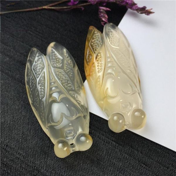 Anhänger Halsketten Natürlicher Achat Chalcedon Golden Cicada Know Couple