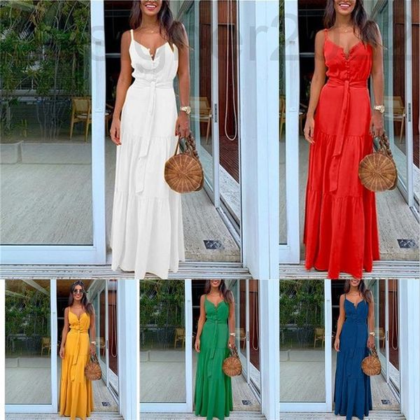 

casual dresses designer summer women's personalized button v-neck splicing suspender dress 4098, Black;gray